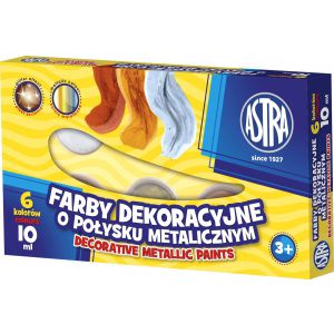 Farby dekoracyjne Astra metaliczny połysk, 6 kolorów, 10 ml
